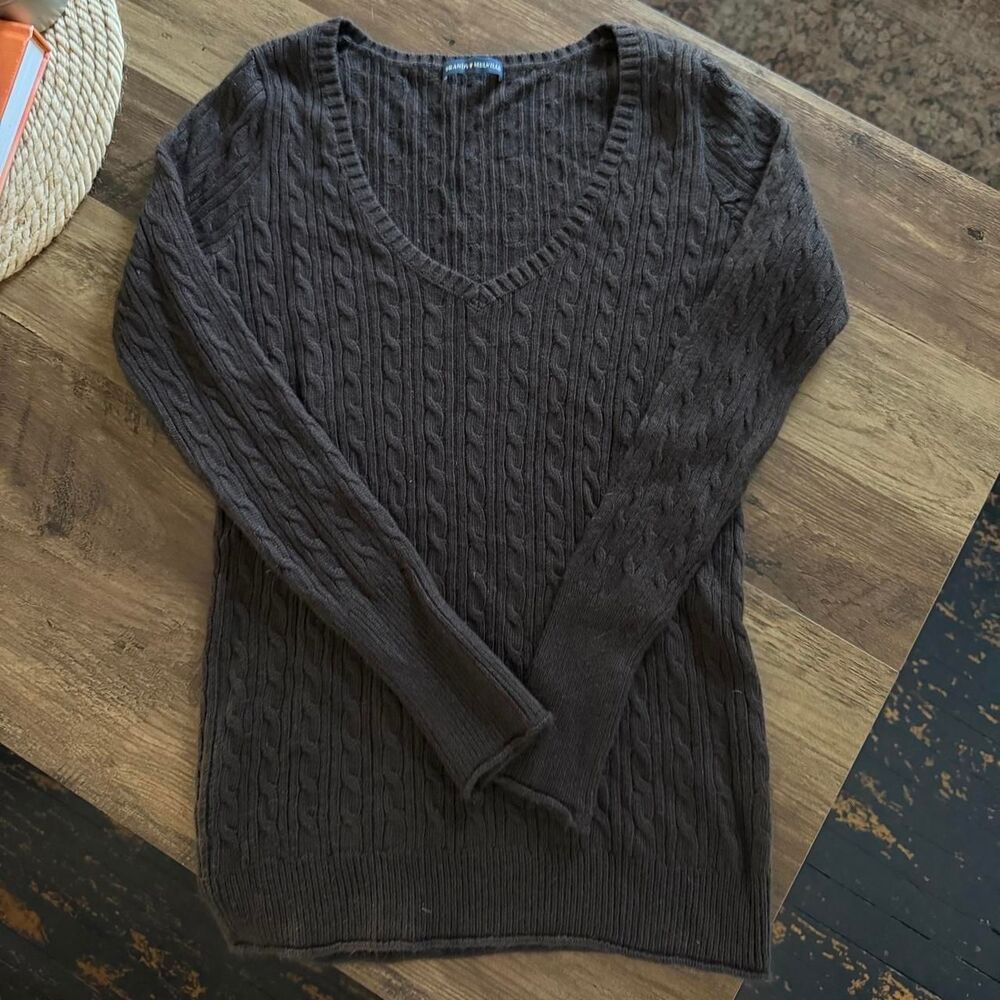 Brandy Melville chocolate brown cable knit sweater
